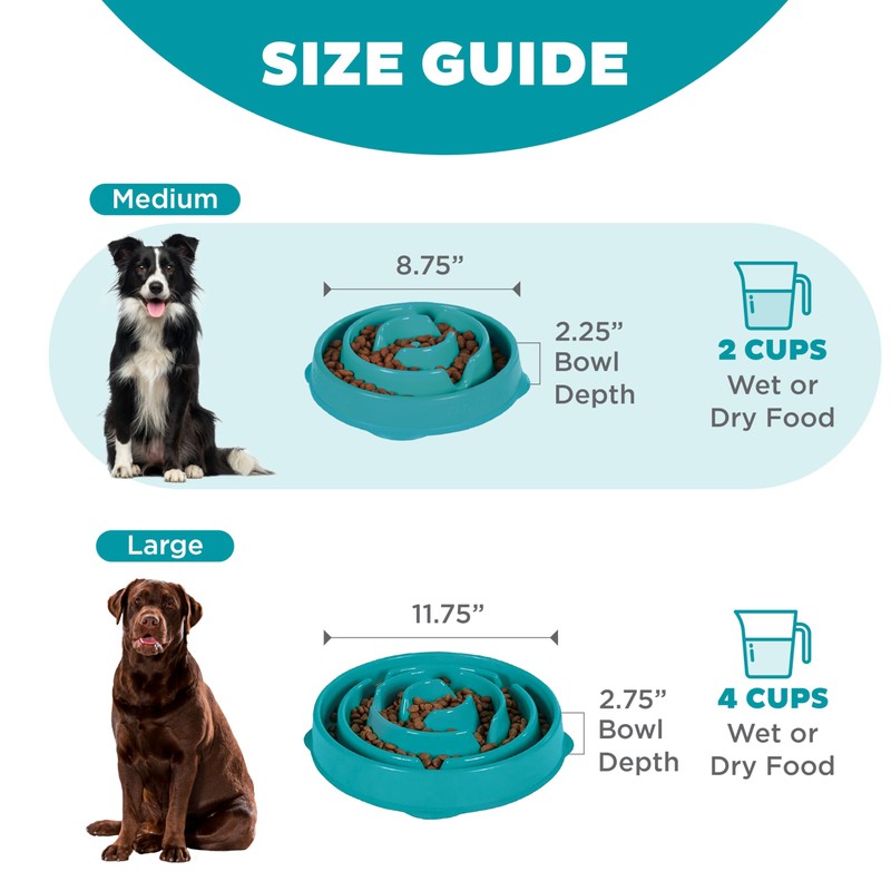 Outward Hound Medium Slow Feeder Bowl, Puzzle Maze for Fast