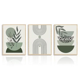 Dazzlewall Sage Green Boho Wall Decor Poster Abstract Geometric Wall Poster for Bedroom Living Room 12x16 in Unframed Set of 3