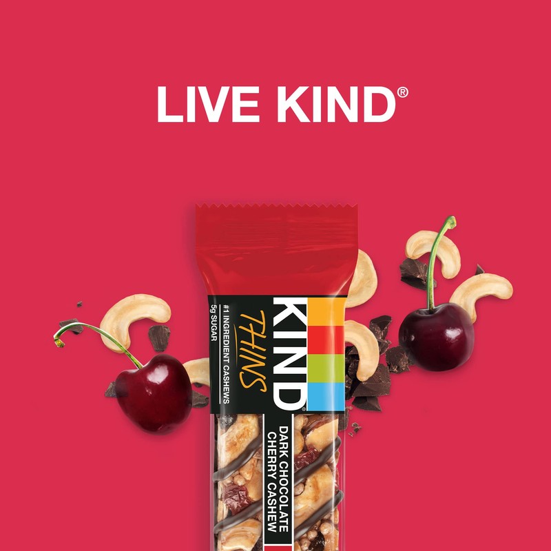 KIND THINS Dark Chocolate Cherry Chashew Bars, Gluten Free, 5g