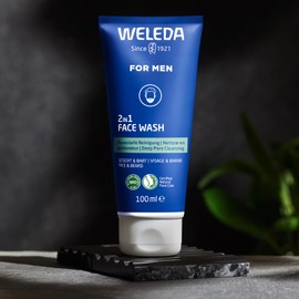 WELEDA Bio FOR MEN 2-in-1 Face Wash - Refreshing Natural Cosmetics Men's Face Cleansing / Beard Care Wash Gel with Willow Bark & Licorice Root. Men's Cleansing Gel for Face & Beard (Vegan/100 ml)