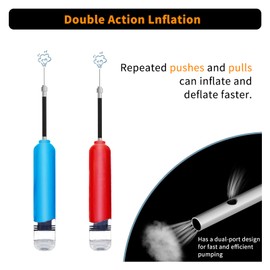 Portable Hand Exercise Sports Ball Pump for Sports Balls，Basketball Pump Dual Action Inflate Air Pump with 3 Ball Needles and 2 Inflatable Nozzles for Volleyball, Bikes，Swimming Circle (Red)