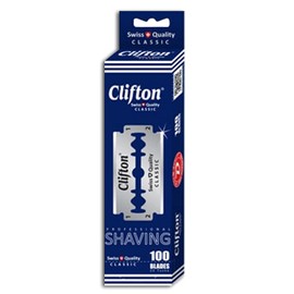 100 Clifton Classic Razor Blades Replacement Blades for Safety Razors Double Thread Blades for Men Made of Carbonate Steel