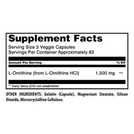 Amazing Nutrition- “Amazing Formulas Suplemento LOrnitina | 1500 Mg Por Porción | 250 Cápsulas Vegetarianas | Sin OGM | Glu