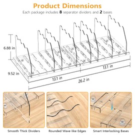 Ronlap Purse Storage Organizer for Closet, Clear Closet Bag Storage Dividers Rack Adjustable Shelf Purse Dividers for Closet Organization Handbag Separators Closet Purse Organizers and Storage, Clear