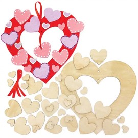 Baker Ross Heart Wreath Wooden Craft Set - Pack of 2, Valentine's Wreath Crafts for Children (FC432)