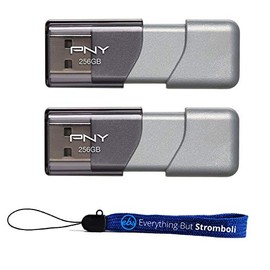 PNY 256 GB USB 3.0 Flash Drive Elite Turbo Attache 3 (P-FD256GTBOP-GE) Paquete de 2 unidades Plus (1) Cordón todo menos Stromboli