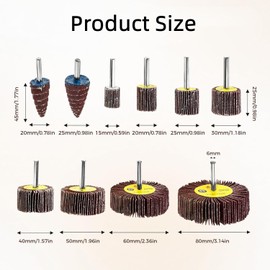 Dophee 20PCS Flap Wheel Set, 80 Grit Sanding Flap Wheel Cylindrical Cone Shape Abrasive Sandpaper Flap with 6mm Shank Drill for Deburring, Grinding, Polishing, Removing Rust