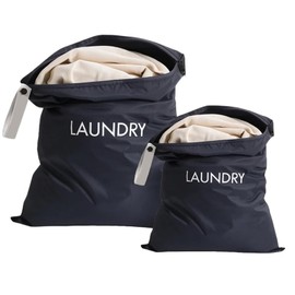 Travel Laundry Bags, Pack of 2 Waterproof Laundry Bags, Dirty Laundry Bags with Zip, 45 x 60 cm and 35 x 55 cm, Ideal for Camping, Holidays and On the Go