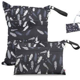FLYSKY 2 Bolsas Impermeables para Ropa Mojada, M+S, Patrón de Plumas