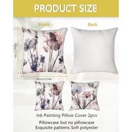 HSIXHAF Flower Cushion Covers Set of 2 Cushion Covers 40 x 40 cm Modern Abstract Flowers Watercolour Painting Decoration Cushion Covers Square Soft Farmhouse Cushion Covers for Couch Sofa Bed Car