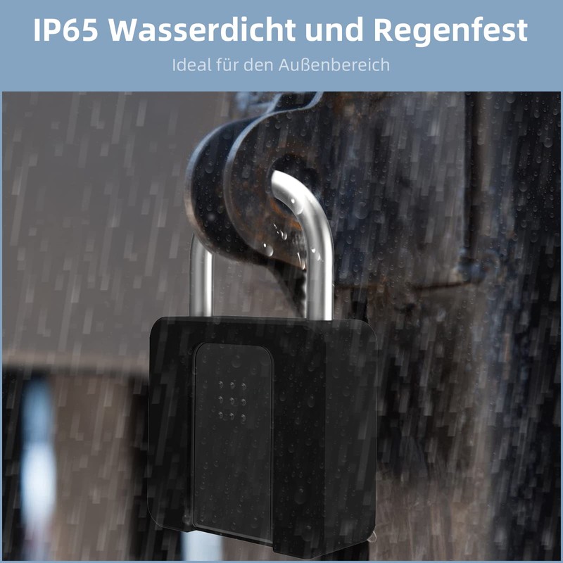 Padlock Fingerprint, Anweller Padlock, Weatherproof Padlock with Protective Case, Fingerprint