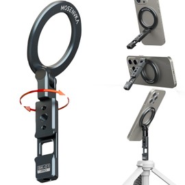 MOSENVKA Magnetic Magnetic Smartphone Holder, Magsafe Tripod, Metal, One-Handed Operation, Super Strong Magnetic, 360 Degree Rotation, Thin, Lightweight, Smartphone Shooting Cold Shoe Included