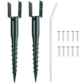 No Dig Ground Screw Anchor Spike – 27 inch U Shaped Post Stake for Mailbox and Fence, Includes Lag Bolts & Rebar, Fits Standard 4x4 (3.5" X 3.5" Inch) Post.