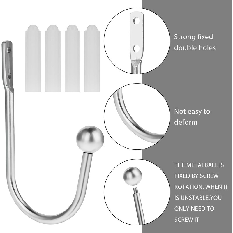 2PCS Curtain Tie Backs Hooks, Metal Curtain Holdbacks, Window Curtain