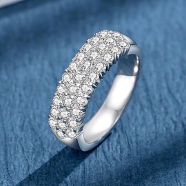 JIEKAYUAN Moissanite Wedding Band for Women 1CTTW 31 Pieces D Color VVS1 Moissanites Eternity Ring 18K White Gold Plated S927 Sterling Silver Promise Engagement Rings for Women Wife Men (6.5)