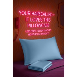 BLISSFORD Luxury Satin Pillowcase for Hair – Standard Satin Pillowcase with Zipper, Jewel Blue (Pillowcase Set of 2)