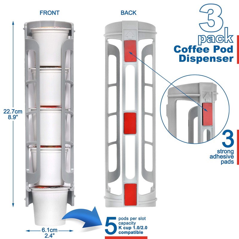 STORAGENIE Coffee Pod Holder Side Mount K Cup Pods Dispenser