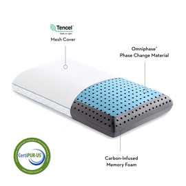 MALOUF Z CARBONCOOL LT Plus OMNIPHASE Phase Change Material Memory Foam Pillow, King, Carbon