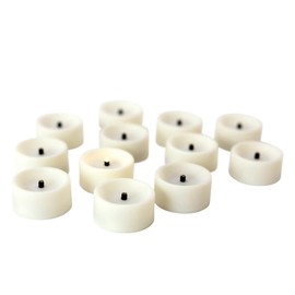 MARTHA STEWART Flameless LED, Tealight Candles,Plastic, Ivory with Batteries, 12 Piece Set