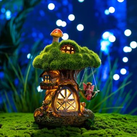 Valery Madelyn Garden Ornament, Solar Figurine, Figurine Light, Fluffy Fairy House, 7.7 inches (19.5 cm), Solar Light, Object, Cute, Fairy Tale, Garden Decoration, Outdoor, Outdoor Decoration, No
