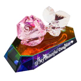 Movdyka Mehrfarbige Kristall-Rosen-Figuren, Geschenke für Tochter von Mama, Geburtstag, Abschluss, Andenken, dekorative Glasblumen-Ornamente für Zuhause, Wohnzimmer, Party