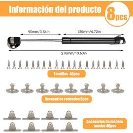 8 Piezas Pistones Elevable de Gas Amortiguador para Puertas Alacenas