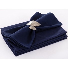 LINXTAR Linen Napkins Navy Blue Cotton Napkins Set of 4 17"x17" Washable Cloth Napkin Set Versatile Reusable Delicate Rustic Dinner Napkins for Dinner Wedding Party Banquet Baby Shower