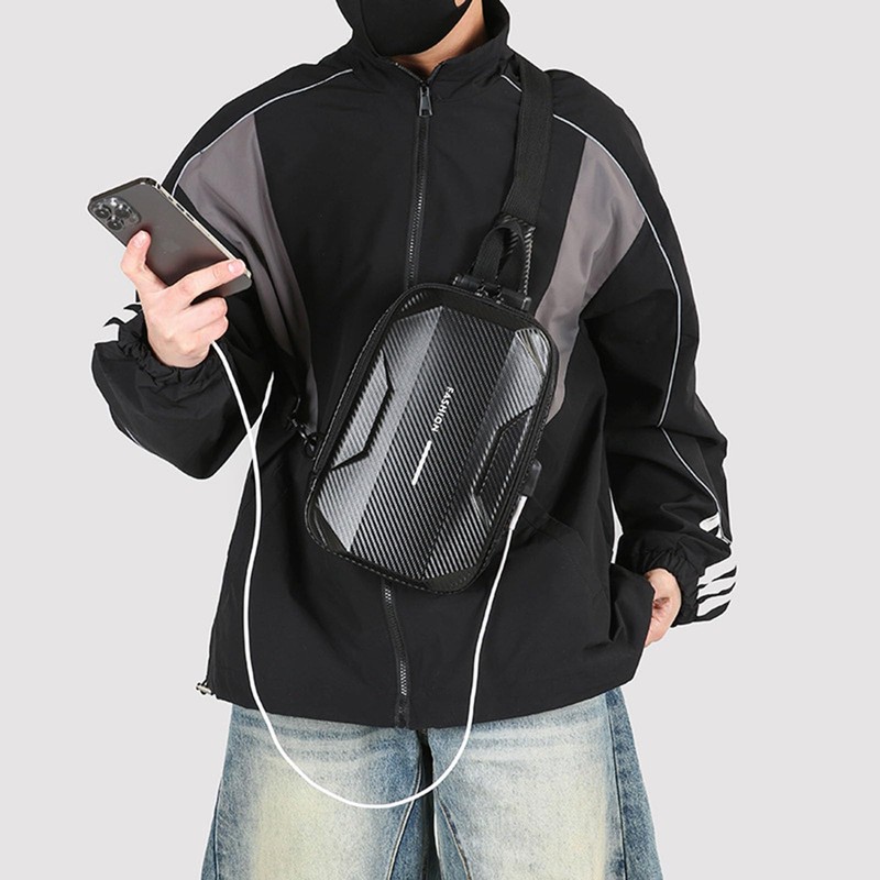 O-TBOST EVA Hard Shell Crossbody Sling Backpack for Men Anti-Theft