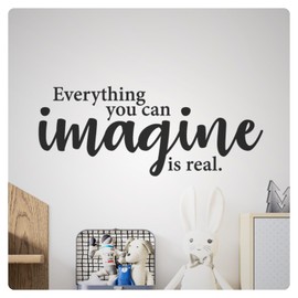 My Vinyl Story - Everything You Can Imagine is Real Pablo Picasso - Inspirational Wall Decal Sticker Quote Vinyl Art Decor for Home Office Classroom, Removable (Black, 25x10 inches)