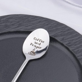 Christian Gifts for Husband Wife Christmas Birthday Gift for Daughter Son Coffee Lover Gift for Bestie Coffee and Prayer Spoon for Colleague Catholic Religious Gifts for Women Men Sister Brother Spoon