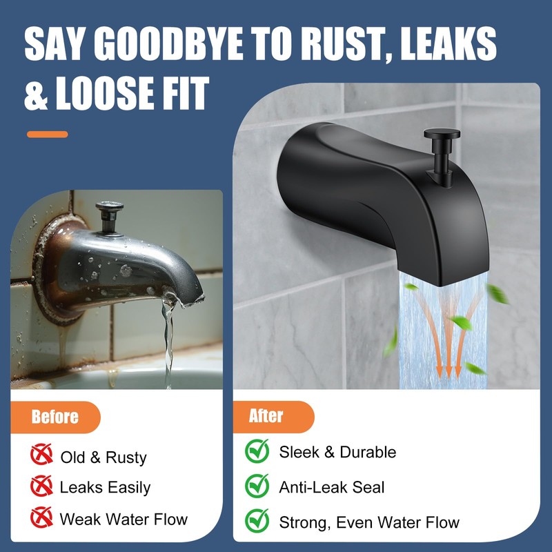 Tub Spout with Pull Down Diverter – Slip-Fit Bathtub Faucet