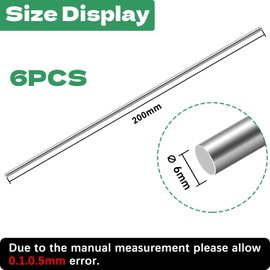 HXJDAM 6 Pcs Stainless Steel Rods 6mm x 200mm Steel Rod Grade 304 Silver Metal Rods for DIY Craft Models Lathe Bar Stock Tool Replacement Mini Shafts Axles and Industrial Drilling Boring Machines​