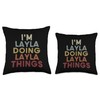 I'm Layla Doing Layla Things Personalized Name Retro Throw Pillow