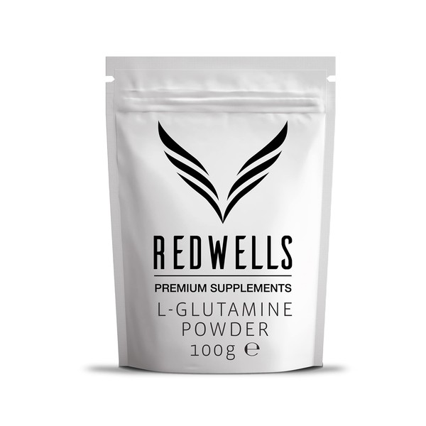 L Glutamine Powder REDWELLS Amino Acid No Additives GMO Free Vegan - 100g Pack