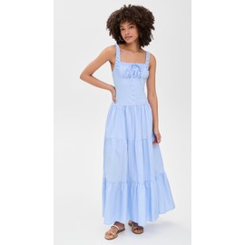 MOON RIVER Women's Sleeveless Corset Top Maxi Dress, Light Blue, L