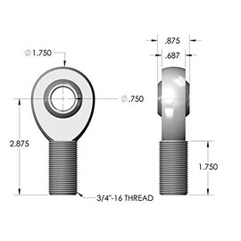 HEAT TREATED CHROMOLY 3/4-16 X 3/4 HEIM JOINT RIGHT HAND