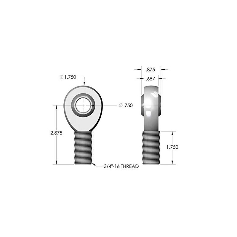 HEAT TREATED CHROMOLY 3/4-16 X 3/4 HEIM JOINT RIGHT HAND