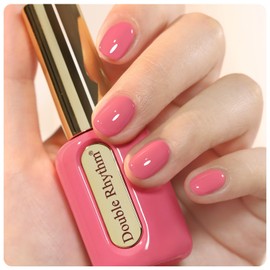 Double Rhythm 0.50 OZ Gel Polish Hema Free Same Color Same Bottle Golden Round Translucent Neutral Natural Milky 15 ML Jelly UV Polish Art DIY at Home (Pink Rose-C1473)