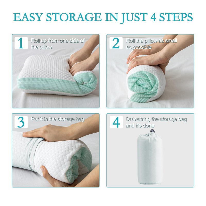 YOUR MOON Memory Foam Pillows for Travel, Small Compressible Camping