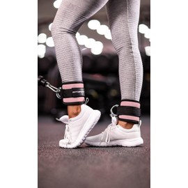 Fitgriff® Ankle Straps V1 for Cable Machine (2 Pieces) - Gym Workout Equipment - Leg Pulley Attachment, Kickback Straps (Blush Pink)