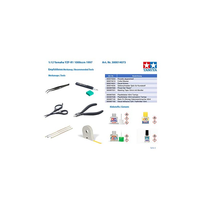 Tamiya 14073 1/12 Motorcycle Series No. 73 Yamaha YZF-R1 Plastic