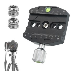JRSHIRLEYLTD 70 mm Quick Release Clamp with Arca Swiss Clamp with 2 Pieces 1/4 Inch to 3/8 Inch Adapter Compatible, Suitable for Tripod Ball Head, Monopod Head, Tripod Quick Release Plate