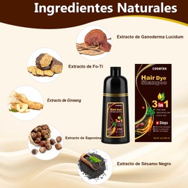 Chestnut Brown Hair Dye Shampoo Champú Tinte Para Cabello 3 En 1 Cobertura Canas Ingredientes Herbales Sin Amoníaco Coloración Duradera 500 Ml Marrón