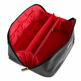 NAORI Travel Makeup Bag | Large Cosmetic Organizer with Handle & Inner Pockets | Portable Toiletry Bag for Women | Stylish & Durable for Home or Travel | Gift Idea for Her (Elegant Black)