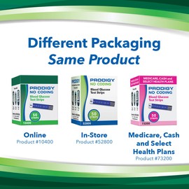 PRODIGY 10400 No Coding Test Strips, Box of 50 Strips, Online Version of 52800 & 73200