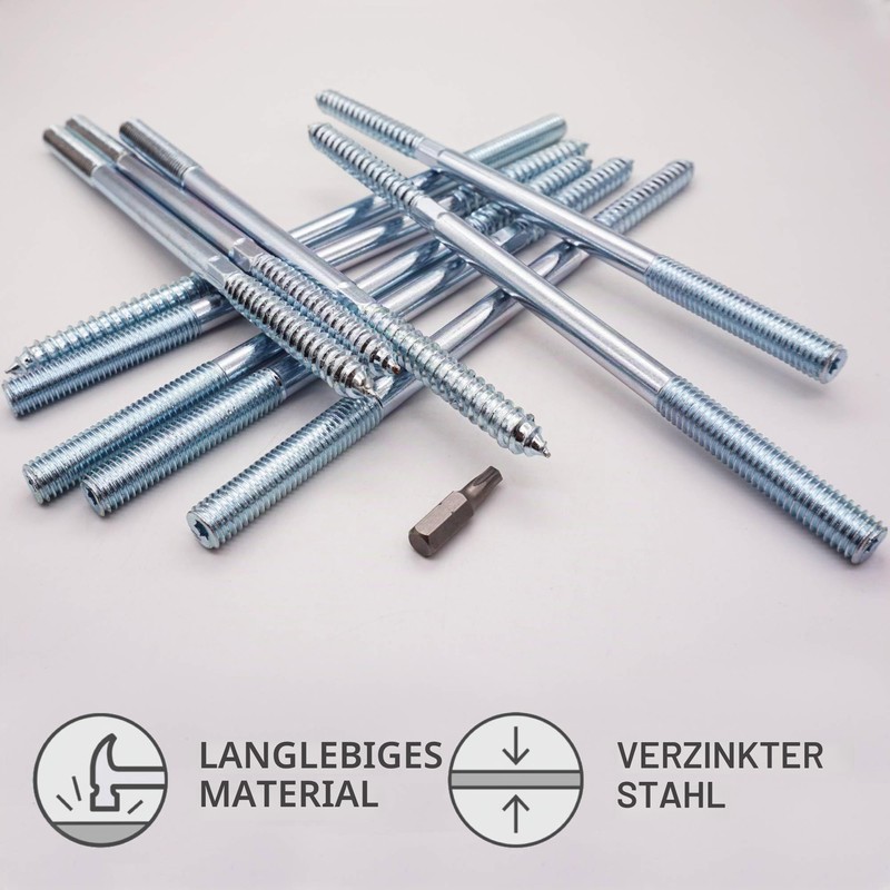 SKIR'CO Pack of 10 Hanger Bolts M10 x 200 mm,