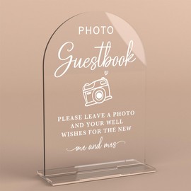 Acrylic Wedding Sign Photo Guestbook Sign for Wedding Wedding Signs for Ceremony Modern Calligraphy Arch Acrylic Table Top Sign for Wedding Reception and Event Party Table