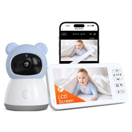 ACEBELL Smart WiFi Baby Monitor,2K HD Baby Camera with 5" Color Display,Night Vision,Remote Pan Tilt Zoom,Cry & Motion Detection,Temp & Humidity Sensor,2-Way Talk,APP Control,Works with iOS & Android