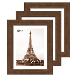 VCK 8x10 Frame Set of 3 - Brown, Wood Picture Frame with Exclusive Wood Grain, Wall Gallery Frame
