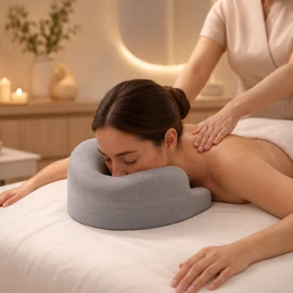 Face Down Massage Pillow with Hollow Center – Head, Neck & Upper Body Support for Massage, Spa & Prone Rest